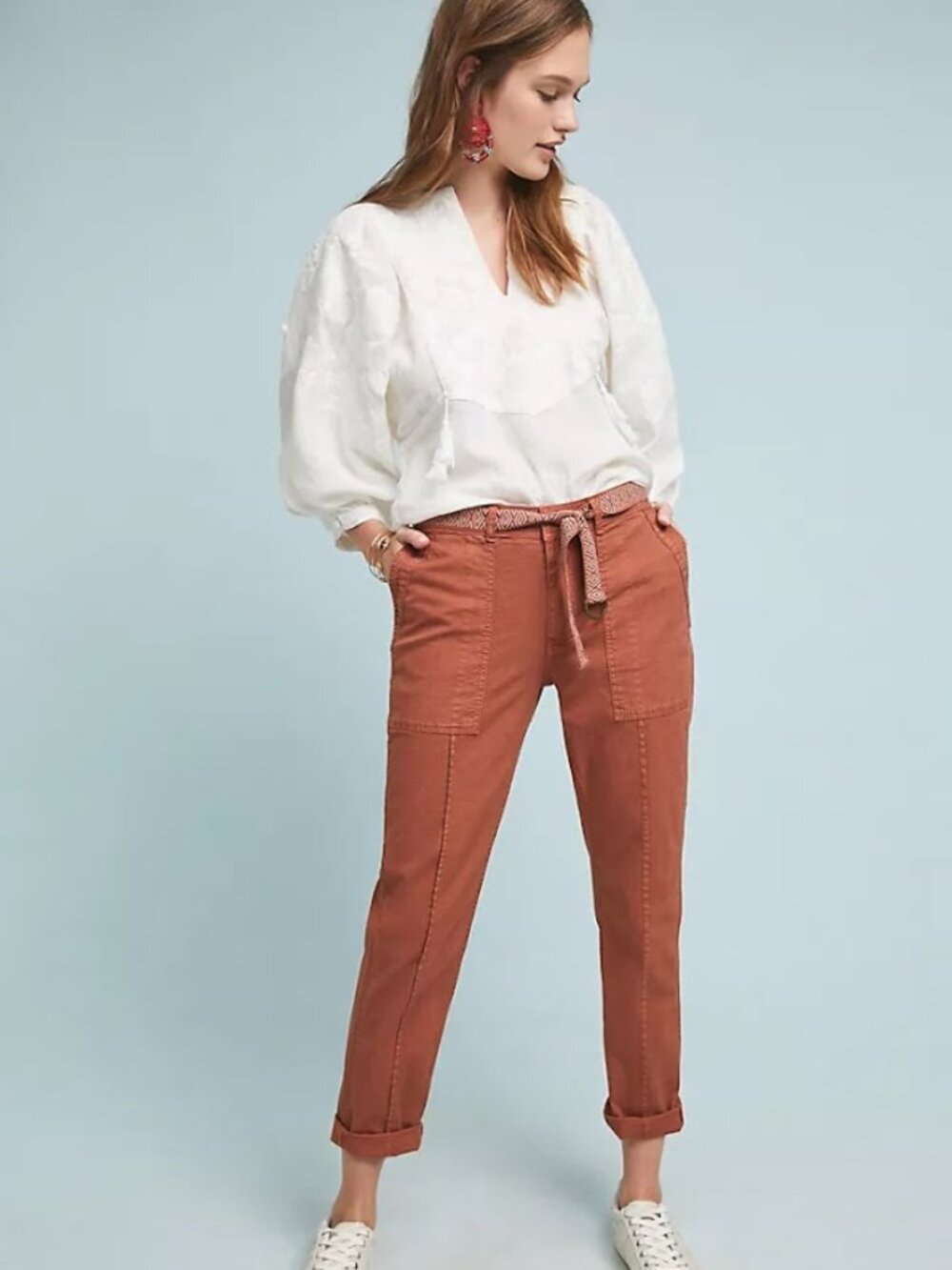 Anthropologie Pilcro "The Wanderer" Utility Pants – Rust/Terracotta, Size 27